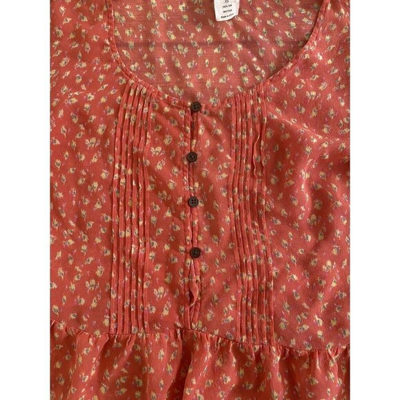 J Crew Womens Pink‎ Lightweight Peasant Top Sheer 1/2 Button Sz XS 100% Silk - Picture 3 of 6